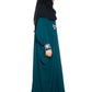 Modest City Self Design Rama Green Beighi Embroidery Crepe Abaya or Burqa With Hijab for Women & Girls-Series Laiba
