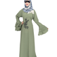 Beautiful Self Design Green Embroidery Frill Crepe Abaya Without Hijab_0530