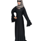Beautiful Self Design Black Frill Art Silk Abaya With Hijab