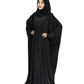 Products Beautiful Self Design Black Lycra Kaftan Abaya With Hijab