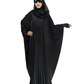 Products Beautiful Self Design Black Lycra Kaftan Abaya With Hijab