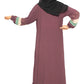 Modest City Self Design Purple Front Button With Contrast Stripes Abaya or Burqa With Hijab for Women & Girls-Series Laiba