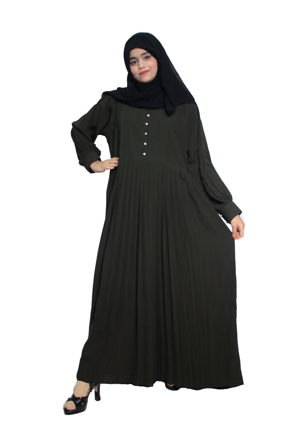 Modest City Self Design Mehandi Button With Plate Abaya or Burqa With Hijab for Women & Girls-Series Laiba