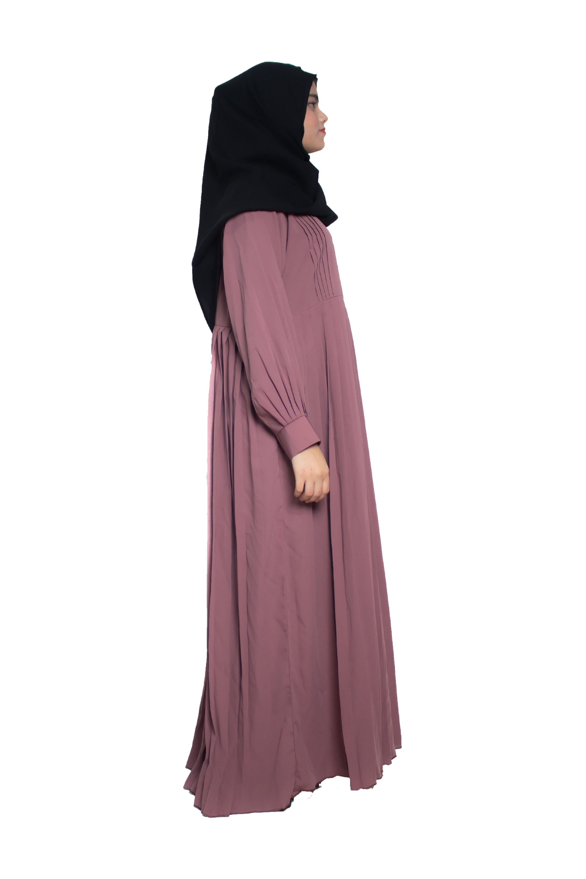 Modest City Self Design Pink Button With Plate Abaya or Burqa With Hijab for Women & Girls-Series Laiba