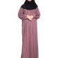 Modest City Self Design Pink Button With Plate Abaya or Burqa With Hijab for Women & Girls-Series Laiba