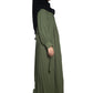 Modest City Self Design Parrot Green Button With Plate Abaya or Burqa With Hijab for Women & Girls-Series Laiba