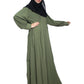 Modest City Self Design Parrot Green Button With Plate Abaya or Burqa With Hijab for Women & Girls-Series Laiba