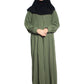 Modest City Self Design Parrot Green Button With Plate Abaya or Burqa With Hijab for Women & Girls-Series Laiba