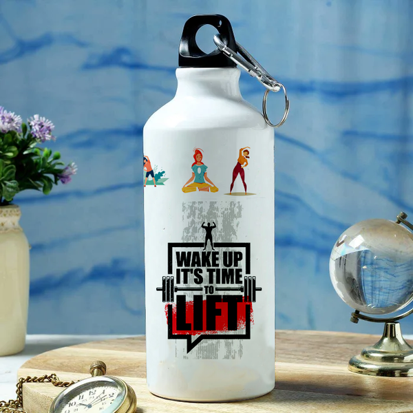 Modest City Beautiful Gym Design Sports Water Bottle 600ml Sipper (Wake Up It's Time To Lift)