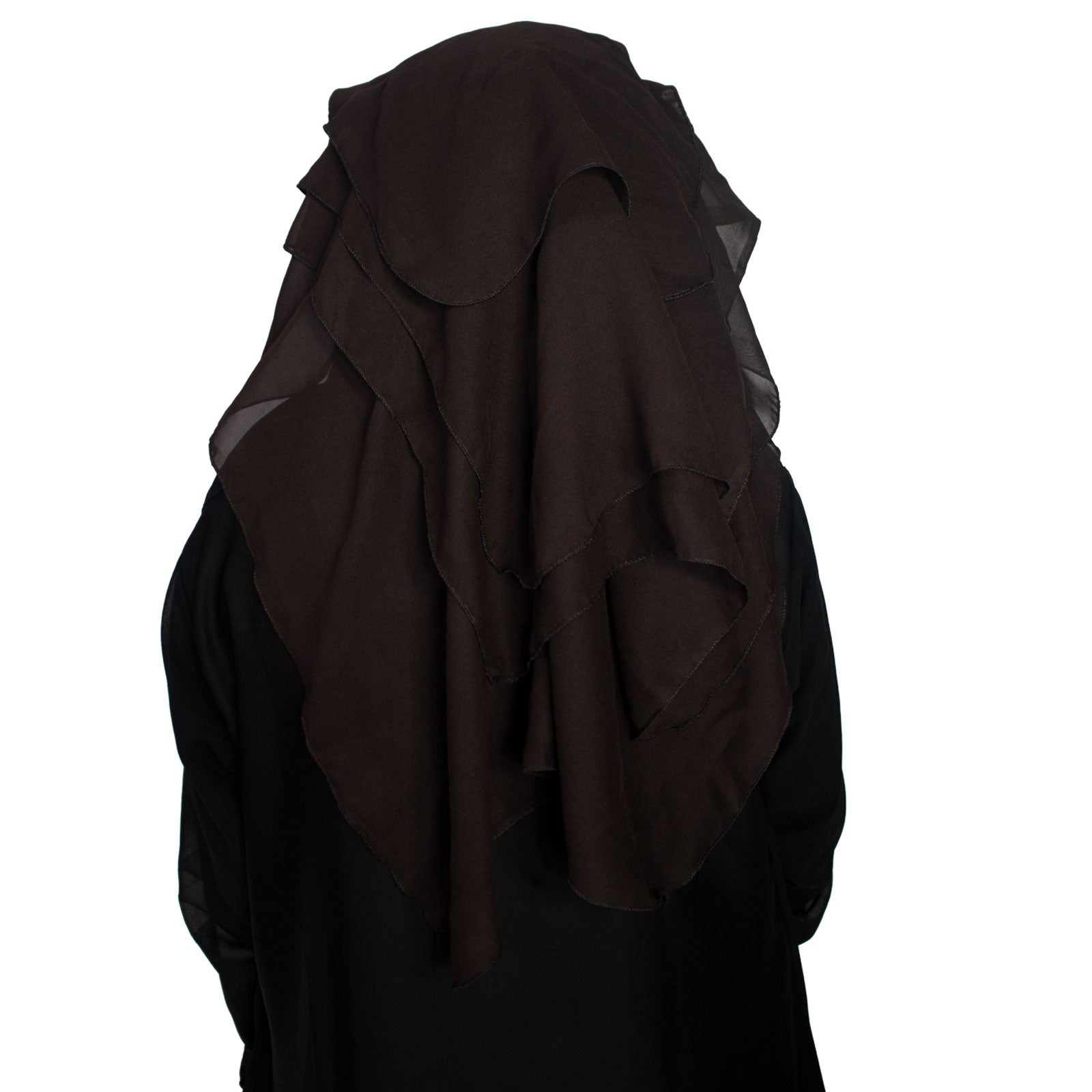 Beautiful Self Design Dark Brown 4 Layer Georgette Nose Piece (Niqab_001)