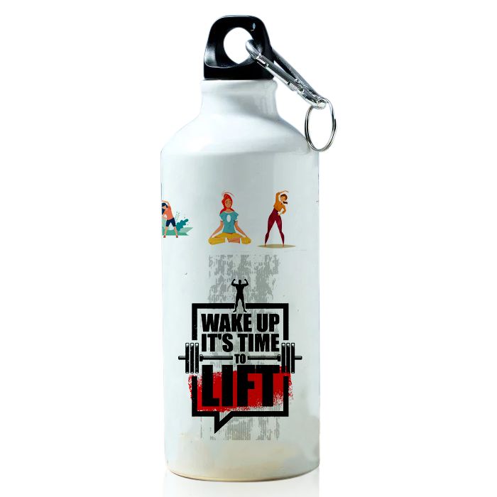 Modest City Beautiful Gym Design Sports Water Bottle 600ml Sipper (Wake Up It's Time To Lift)