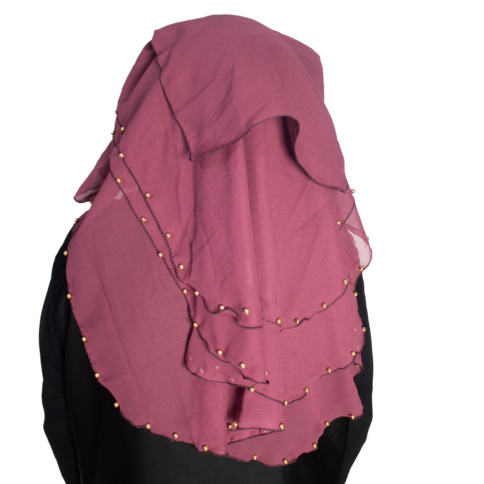 Beautiful Self Design Pink Moti 4Layer Georgette Nose Piece (Niqab_012)