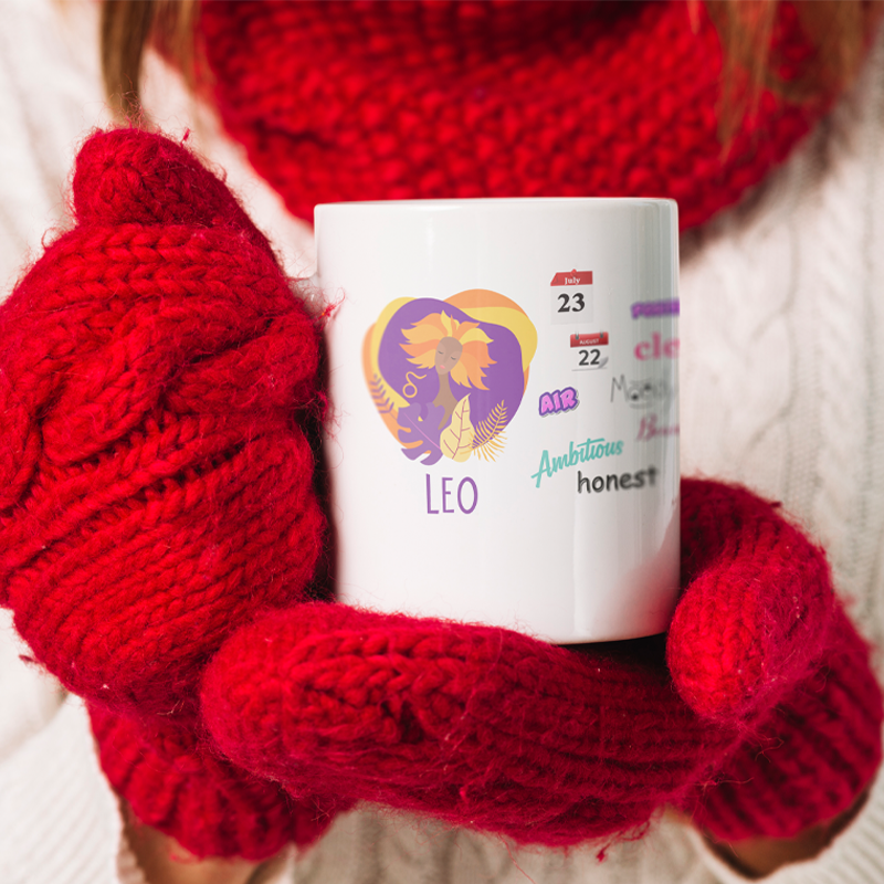 Modest City Beautiful Exclusive Leo Zodiac Sign Round Ceramic Coffee Mug