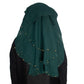 Beautiful Self Design Rama Green Moti 4Layer Georgette Nose Piece (Niqab_017)