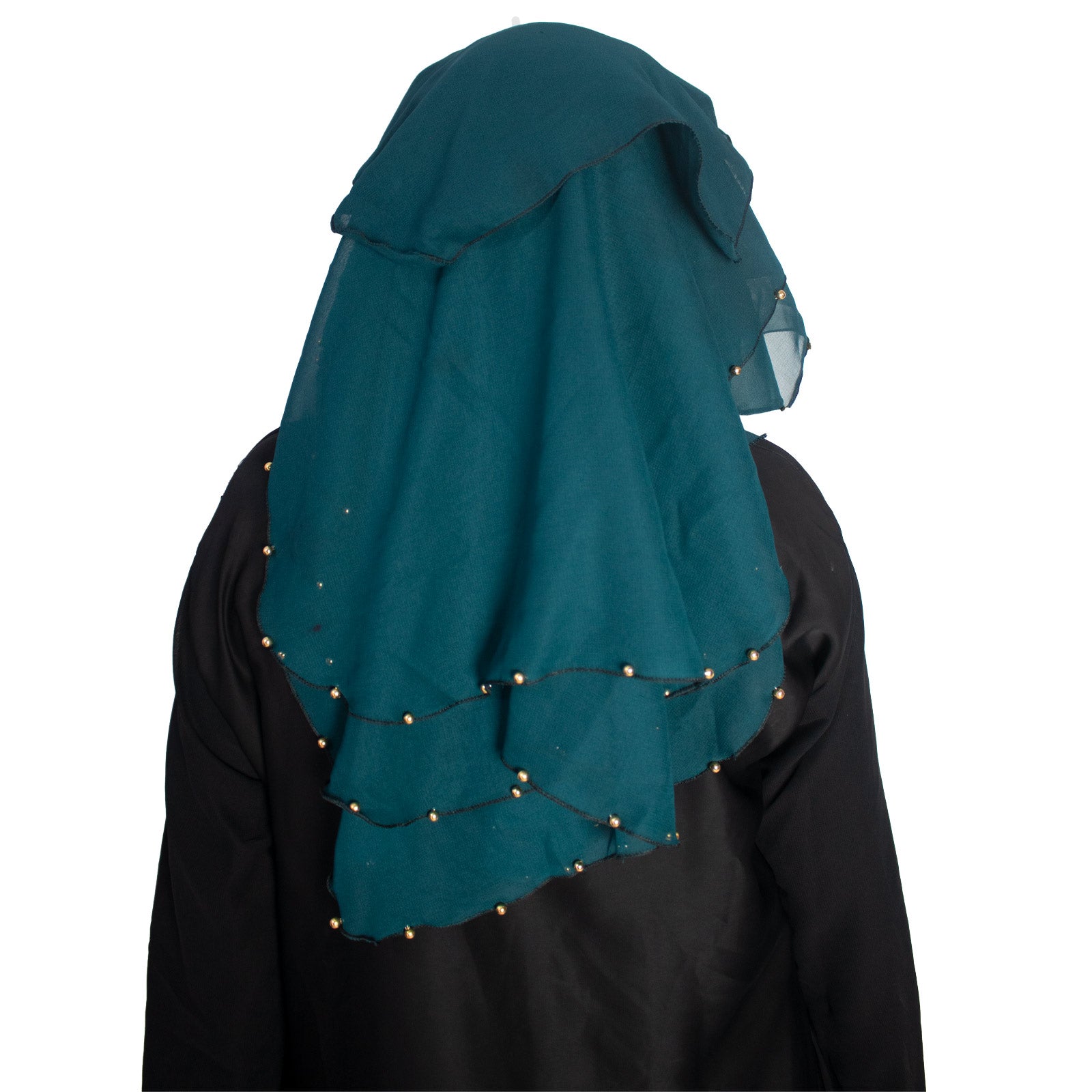 Beautiful Self Design SkyBlue Moti 4Layer Georgette Nose Piece (Niqab_016)