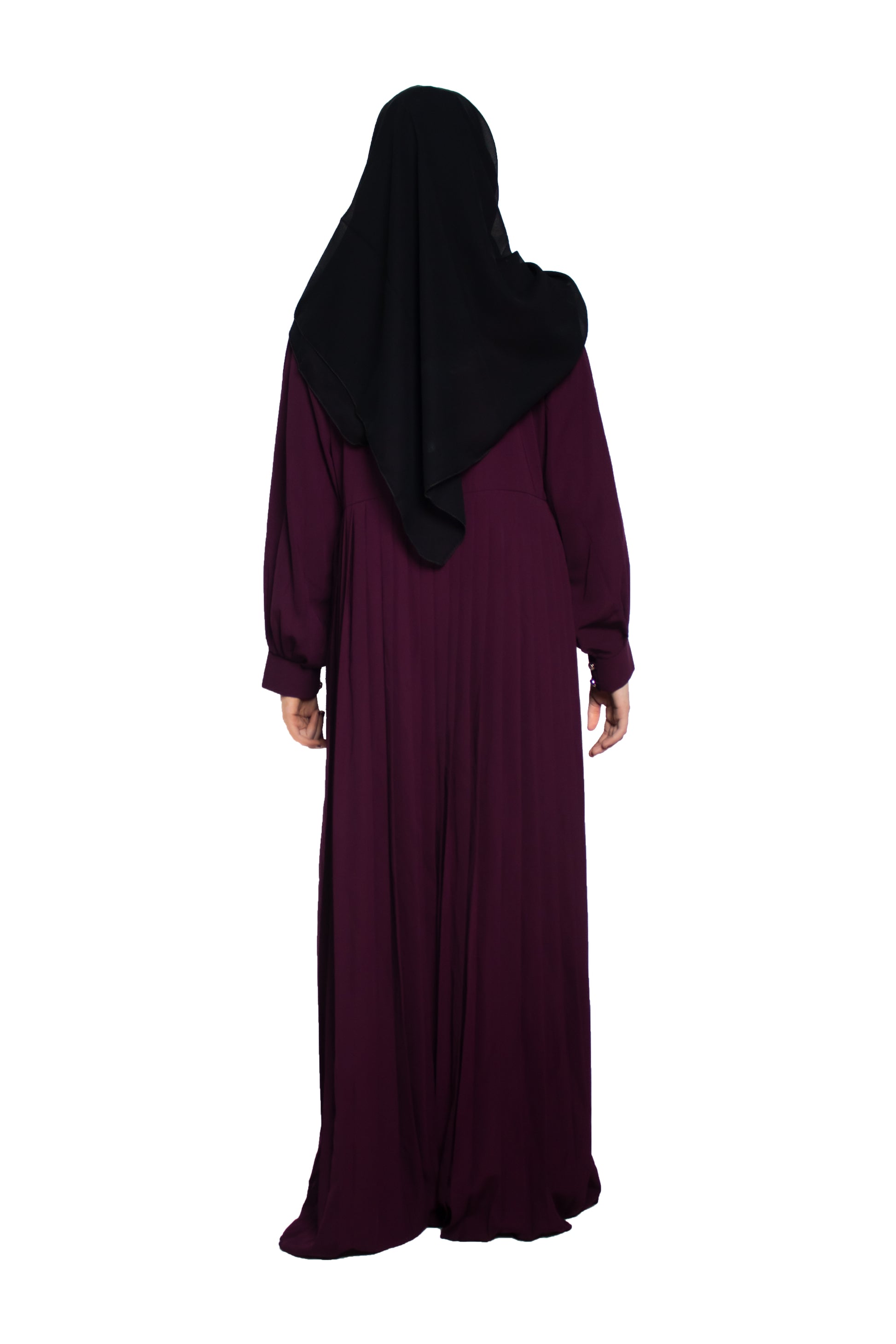 Modest City Self Design Purple Button With Plate Abaya or Burqa With Hijab for Women & Girls-Series Laiba