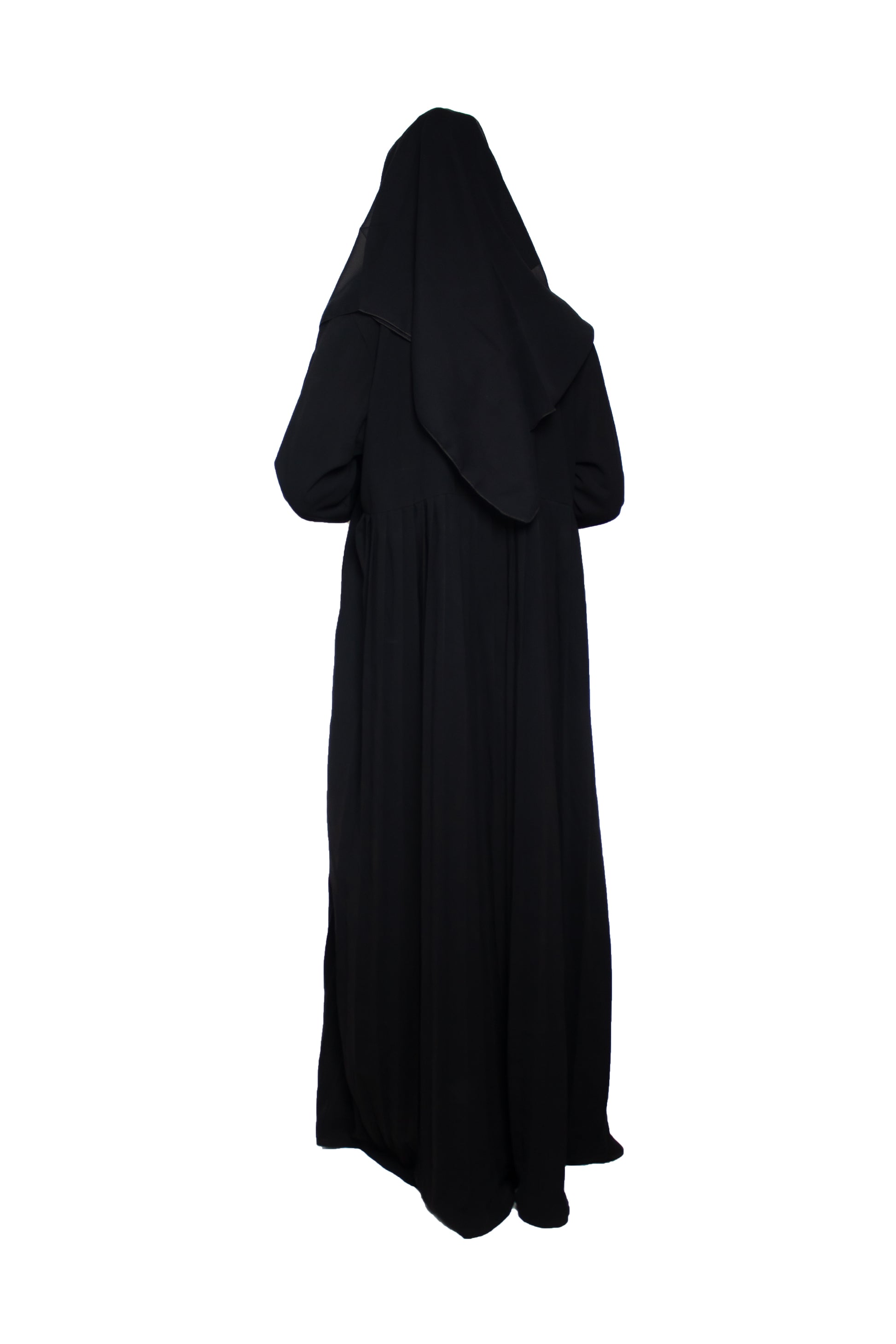 Modest City Self Design Black Button With Plate Abaya or Burqa With Hijab for Women & Girls-Series Laiba