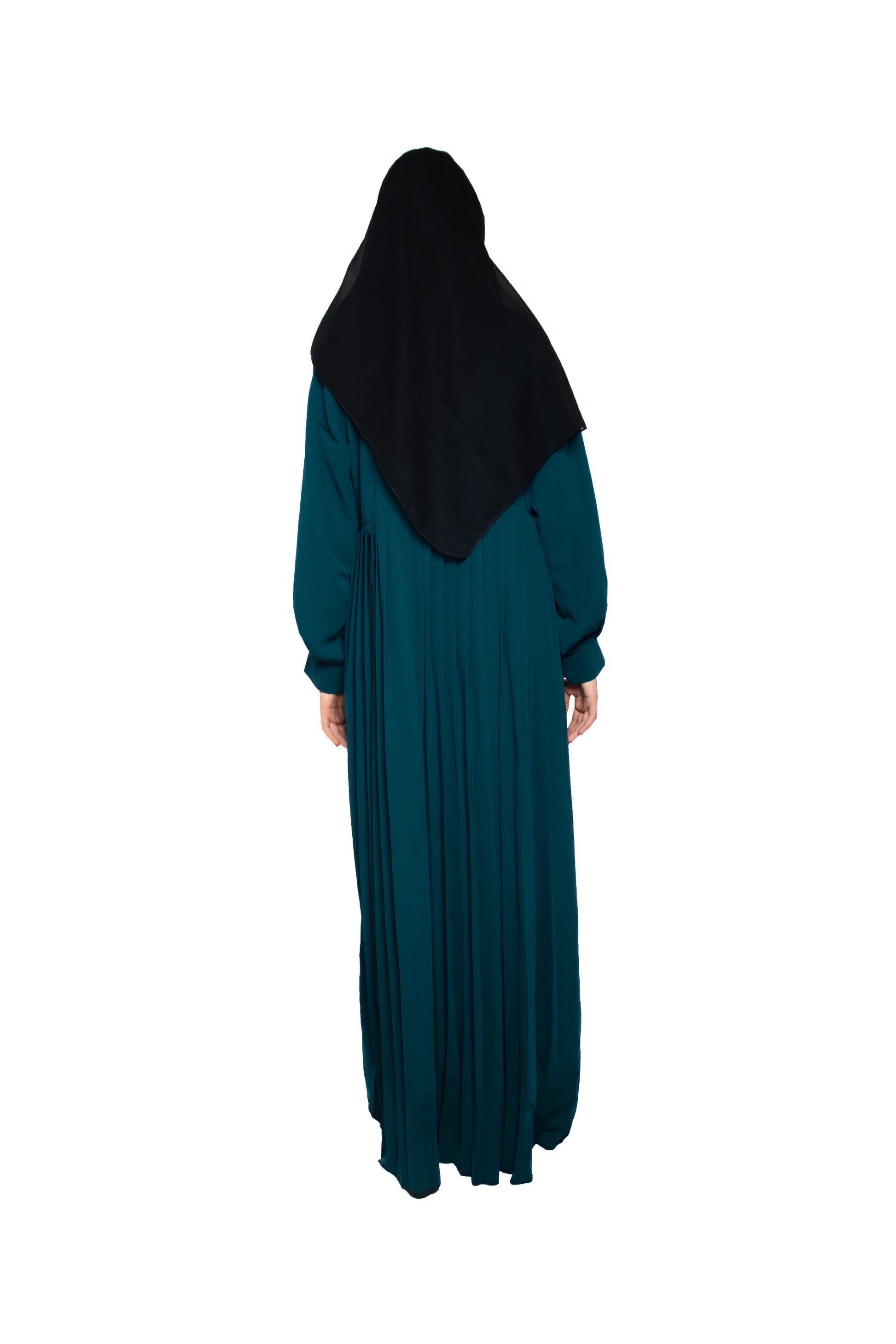 Modest City Self Design Rama Green Button With Plate Abaya or Burqa With Hijab for Women & Girls-Series Laiba