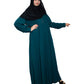 Modest City Self Design Rama Green Button With Plate Abaya or Burqa With Hijab for Women & Girls-Series Laiba