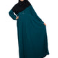 Modest City Self Design Rama Green Button With Plate Abaya or Burqa With Hijab for Women & Girls-Series Laiba