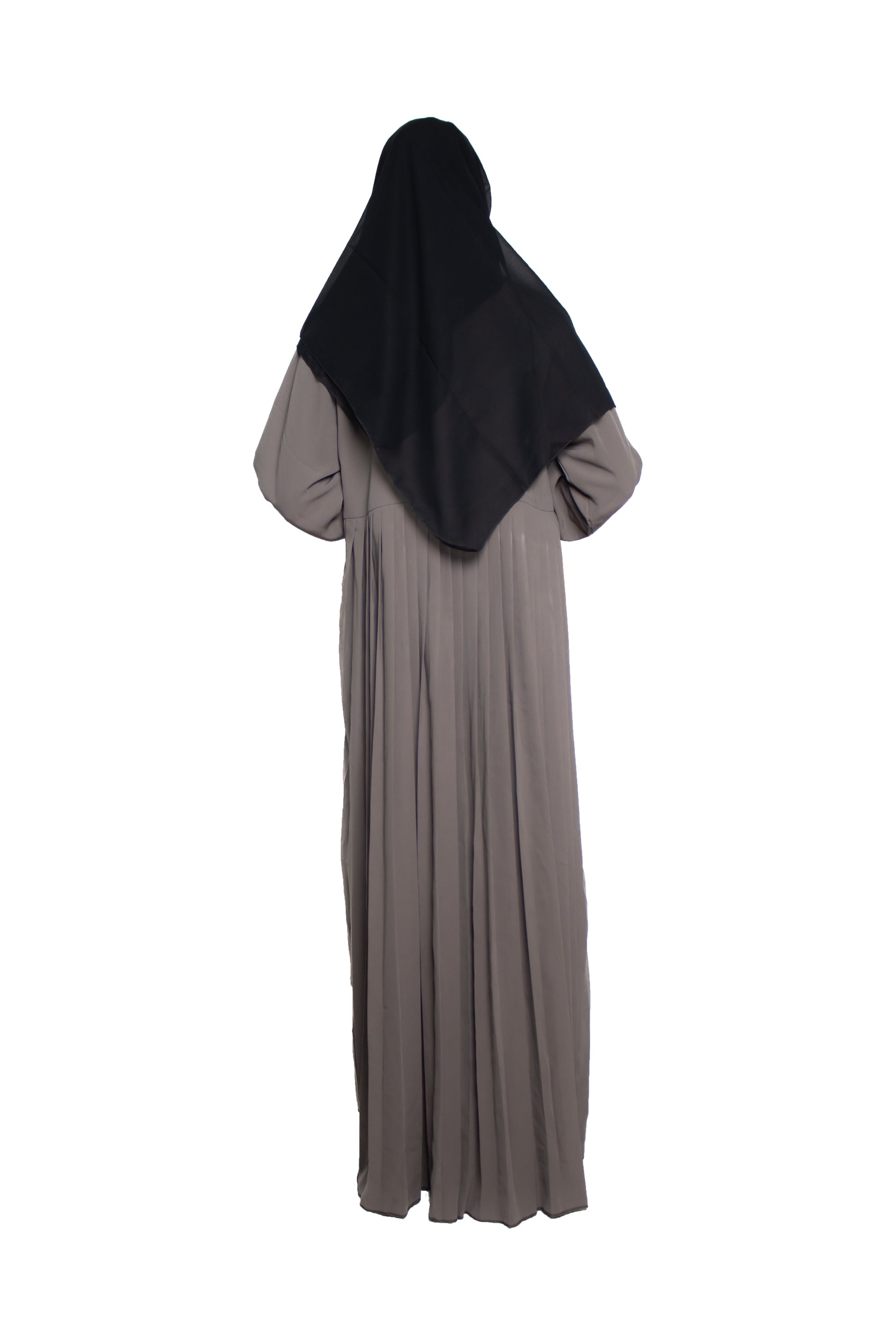 Modest City Self Design Grey Button With Plate Abaya or Burqa With Hijab for Women & Girls-Series Laiba