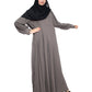 Modest City Self Design Grey Button With Plate Abaya or Burqa With Hijab for Women & Girls-Series Laiba