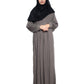 Modest City Self Design Grey Button With Plate Abaya or Burqa With Hijab for Women & Girls-Series Laiba
