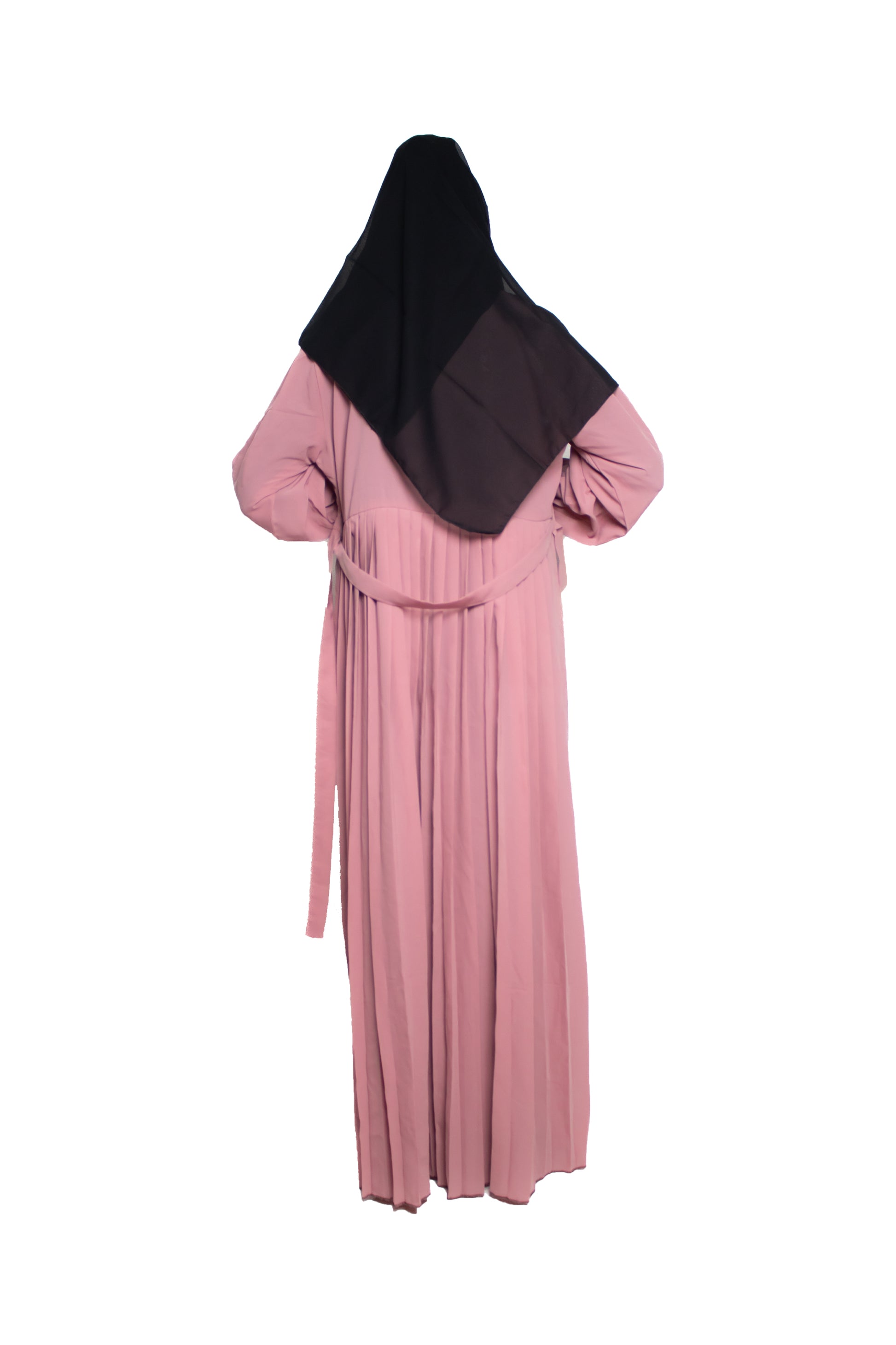Modest City Self Design Light Pink Button With Plate Abaya or Burqa With Hijab for Women & Girls-Series Laiba