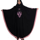 Modest City Self Design Black With Pink Patti Embroidery Crepe Abaya Or Burqa With Hijab for Women & Girls-Series Laiba