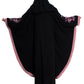 Modest City Self Design Black With Pink Patti Embroidery Crepe Abaya Or Burqa With Hijab for Women & Girls-Series Laiba