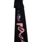 Modest City Self Design Black With Pink Patti Embroidery Crepe Abaya Or Burqa With Hijab for Women & Girls-Series Laiba