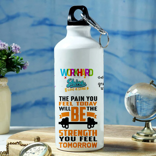 Modest City Beautiful Motivational Quote Design Printed Sports Water Bottles 600ml Sipper (The Pain You Feel Today Will Be The Strength You Feel Tomorrow)