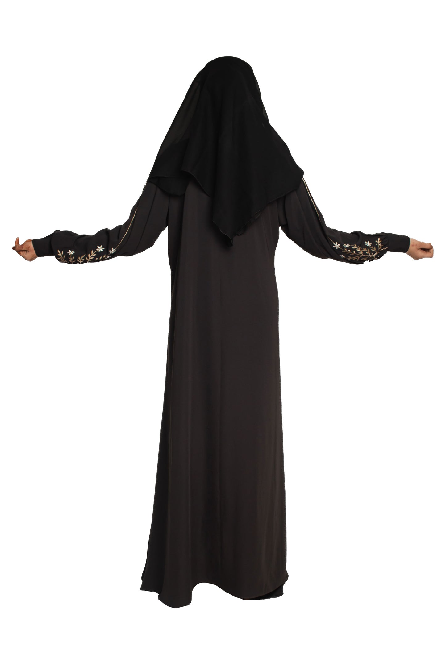Modest City Beautiful Self Design Gala Embroidery Crepe Fabric Black Abaya or Burqa With Hijab for Women & Girls Series Laiba