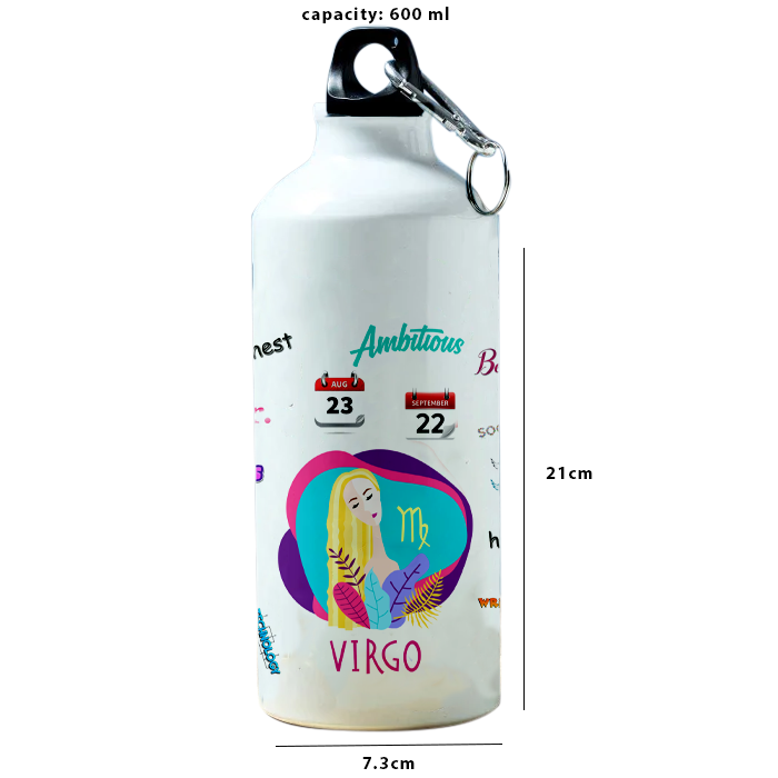 Modest City Beautiful Exclusive Virgo Zodiac Sign Printed Aluminum Sports Water Bottle (600ml) Sipper