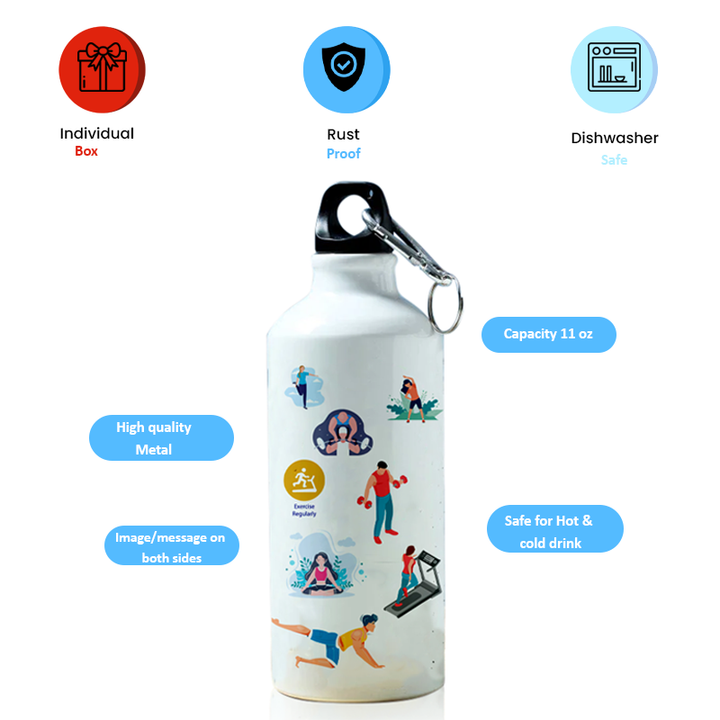 Modest City Beautiful Gym Design Sports Water Bottle 600ml Sipper (Eat Sleep Squat Repeat)