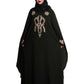 Beautiful Self Design Black Embroidered Art Silk Abaya With Hijab_0607