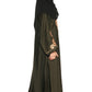Modest City Self Design Mehandi Gala Embroidery Abaya or Burqa With Hijab for Women & Girls-Series Laiba