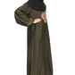 Modest City Self Design Mehandi Gala Embroidery Abaya or Burqa With Hijab for Women & Girls-Series Laiba