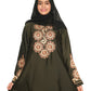 Modest City Self Design Mehandi Gala Embroidery Abaya or Burqa With Hijab for Women & Girls-Series Laiba