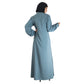 Modest City Beautiful Self Design Crepe Front Open Grey Abaya_0730