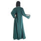 Modest City Beautiful Self Design Crepe Front Open Embroidery Rama Green Abaya_0734