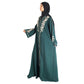 Modest City Beautiful Self Design Crepe Front Open Embroidery Rama Green Abaya_0734