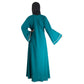 Modest City Beautiful Self Design Crepe Side Button Blue Abaya_0739