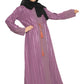 Modest City Self Design Purple Parallel Stripes With Ribbon Abaya or Burqa With Hijab for Women & Girls-Series Laiba