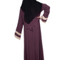 Modest City Self Design Plain Purple Front Button with Beige Cuff Abaya or Burqa With Hijab for Women & Girls-Series Laiba