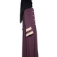 Modest City Self Design Plain Purple Front Button with Beige Cuff Abaya or Burqa With Hijab for Women & Girls-Series Laiba