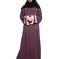 Modest City Self Design Plain Purple Front Button with Beige Cuff Abaya or Burqa With Hijab for Women & Girls-Series Laiba