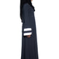Modest City Self Design Plain Dark Grey Front Button with Beige Cuff Abaya or Burqa With Hijab for Women & Girls-Series Laiba