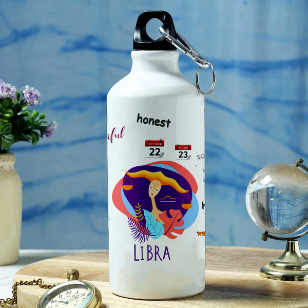 Modest City Beautiful Exclusive Libra Zodiac Sign Printed Aluminum Sports Water Bottle (600ml) Sipper