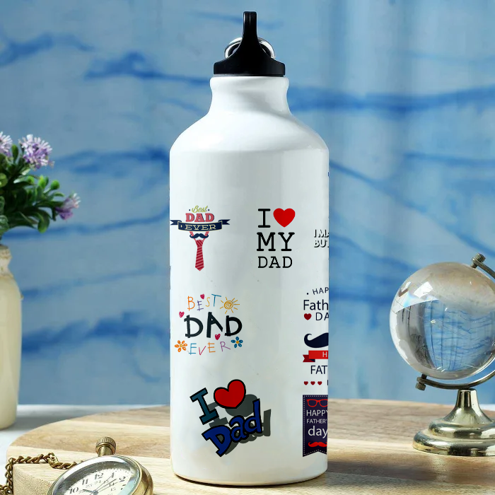 Modest City Beautiful 'Best Dad Ever | Happy Father's Day' Love You Design Printed Aluminum Sports Water Bottle (600ml) Sipper_007